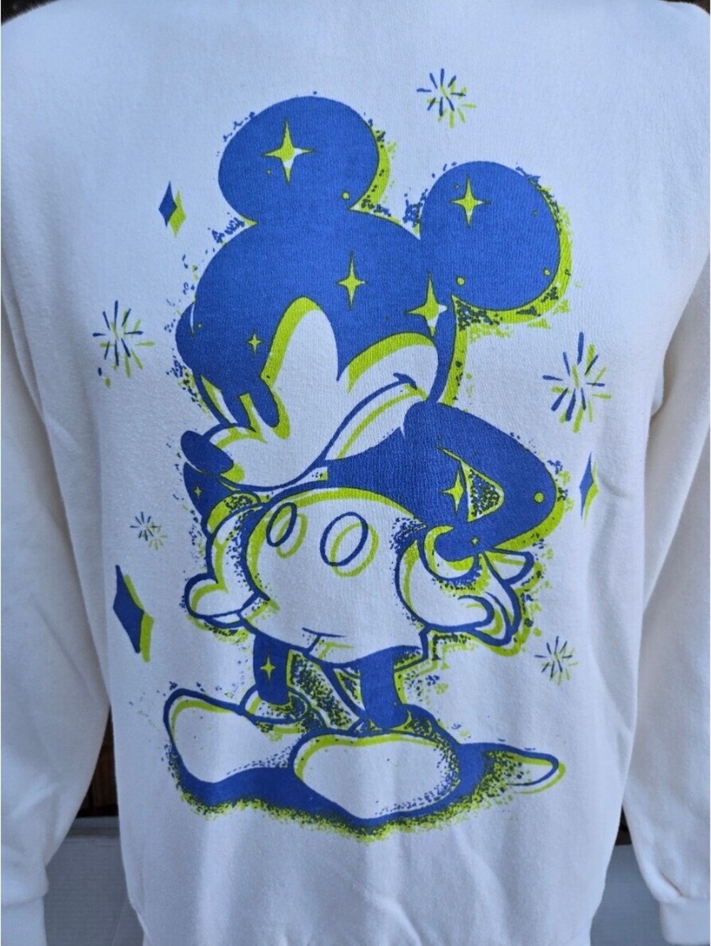 Disney Mickey Mouse White Graphic Sweatshirt Size Small Retro Y2K Style